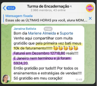 Print do depoimento da Janaina Batista